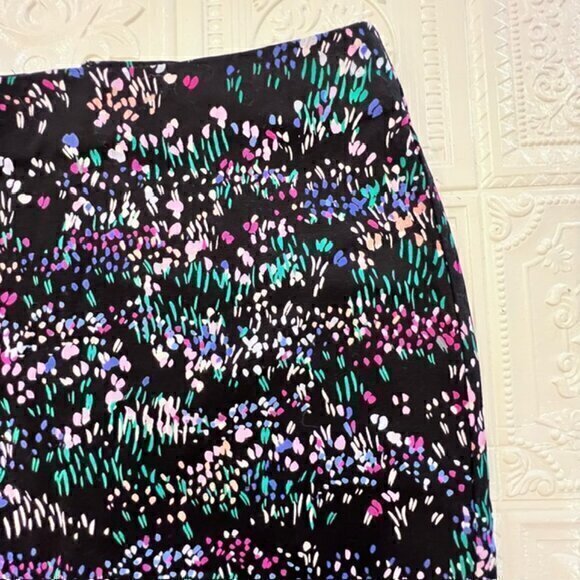 Talbots Mini Skirt 2P Black Green Purple Cotton Stretch Pencil Straight Zip EUC - Picture 3 of 8